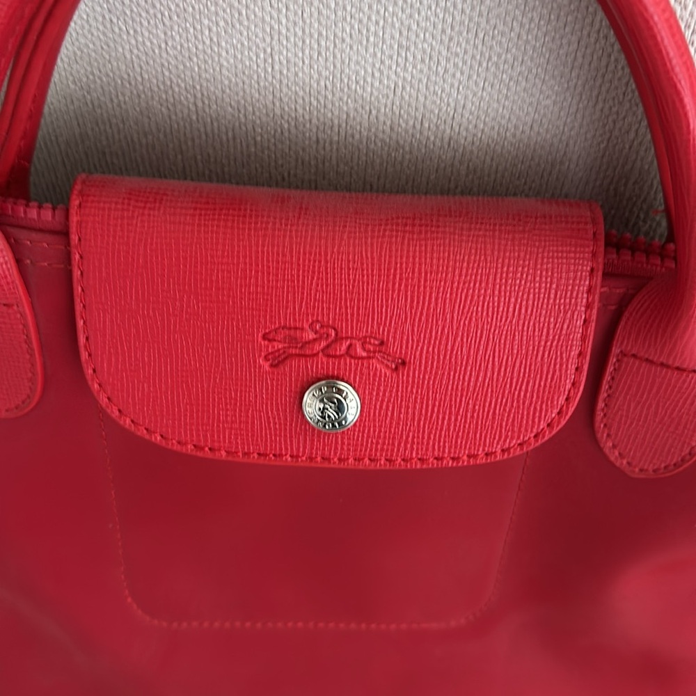 LONGCHAMP MODELE DEPOSE RED NYLON MEDIUM BAG WITH SHOULDER CROSSBODY STRAP - Picture 3 of 14